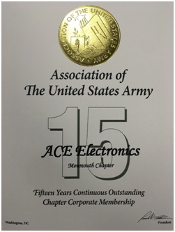 ace electronics certificate from the association of the US army